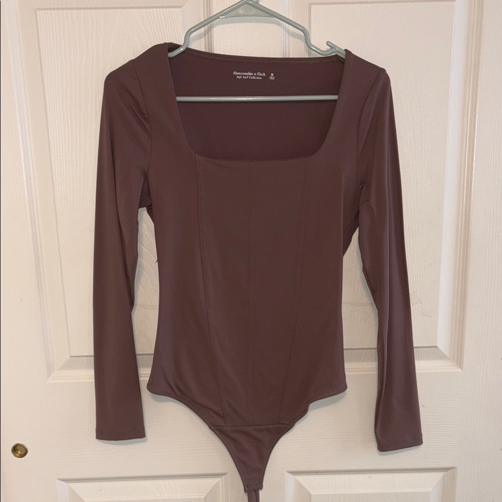 Abercrombie Square Neck Long Sleeve Corset Bodysuit - Brown